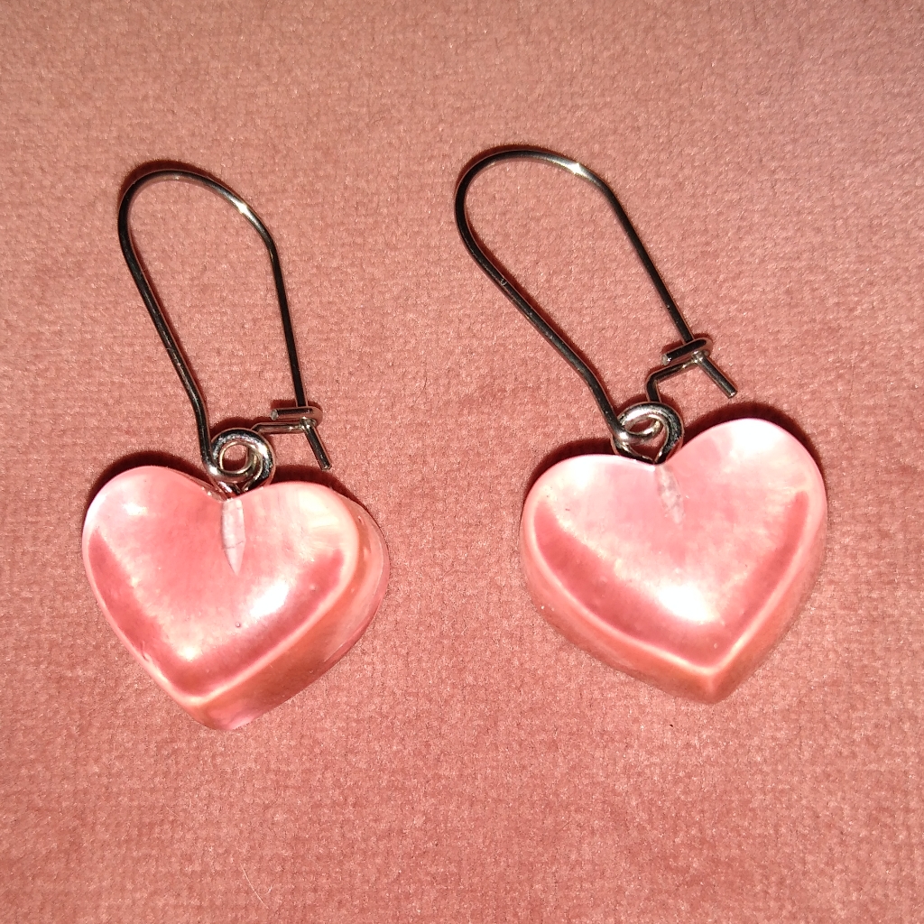 Pink Heart Candy Hearts Charm Earrings 80s Retro Chunky Charms Stainless Steel 24$
